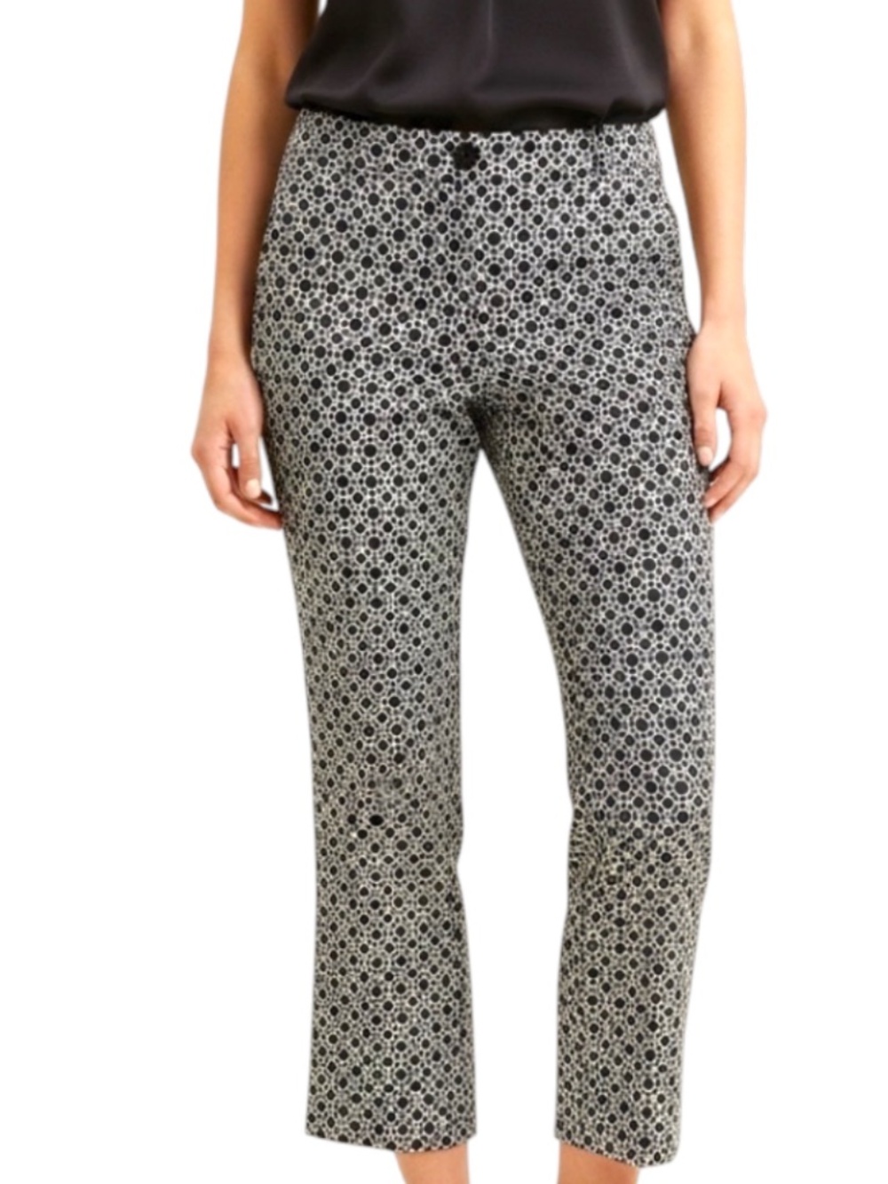 Jessica Dream Fit Black White Geometric Pattern Cropped Ankle Pants Size 10